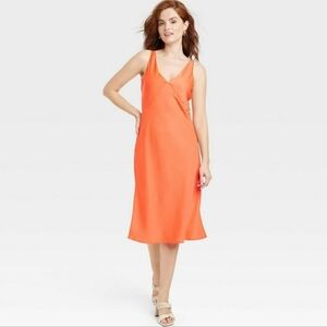 🆕A New Day Womens Satin Sleeveless Slip Dress - Orange Size XXL Plus Size Women